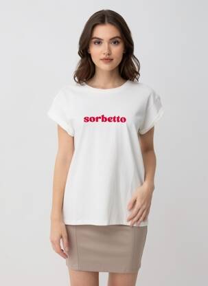 T-shirt sérigraphie floquée manches courtes blanc GRACE & MILA femme