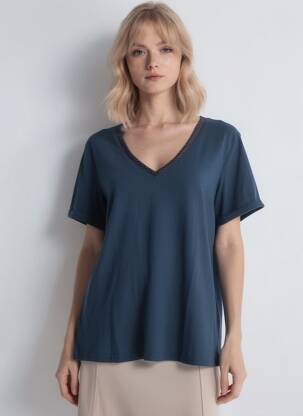 T-shirt coupe droite manches courtes bleu GRACE & MILA femme