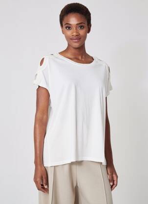 T-shirt coupe droite manches courtes blanc GOA femme