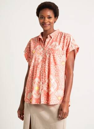 Chemisier imprimé fantaisie manches courtes orange WHITE STUFF femme