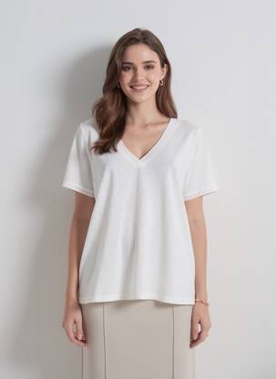 T-shirt coupe droite manches courtes blanc GRACE & MILA femme