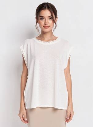 T-shirt coupe droite manches courtes blanc GRACE & MILA femme