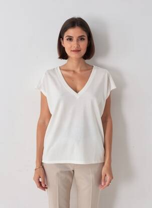 T-shirt coupe droite manches courtes blanc GRACE & MILA femme