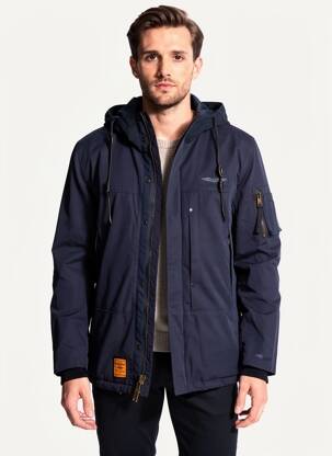 Blouson fermeture zippée sous rabat pressionné bleu BOMBERS homme