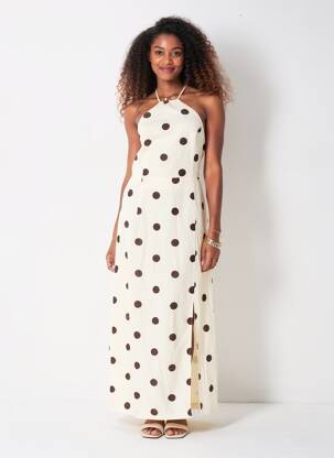 Robe longue sans manche sans manche beige GRACE & MILA femme