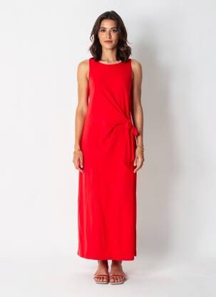 Robe longue sans manche sans manche rouge GRACE & MILA femme