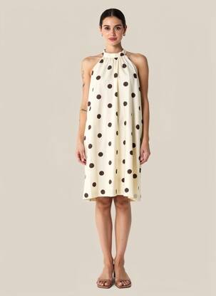 Robe courte sans manche sans manche beige GRACE & MILA femme