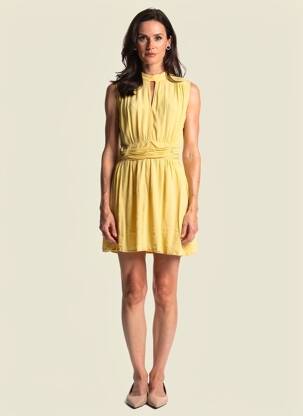 Robe courte sans manche sans manche jaune ANGE femme