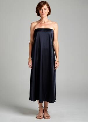 Robe mi-longue sans manche sans manche bleu ANGE femme
