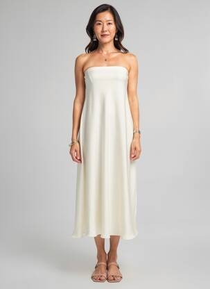 Robe mi-longue sans manche sans manche blanc ANGE femme