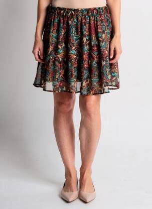 Jupe courte taille élastique marron LILI & LALA femme