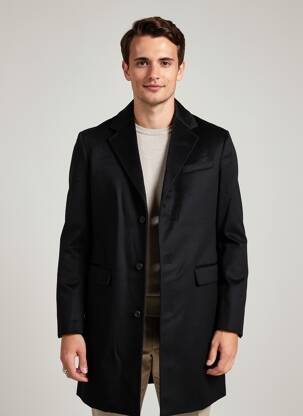 Manteau long coupe droite sans capuche noir THE KOOPLES homme