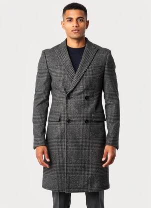 Manteau long coupe droite sans capuche gris THE KOOPLES homme
