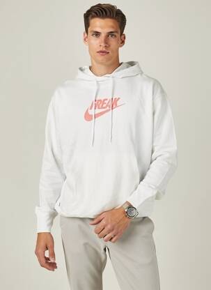 Sweat-shirt à capuche tissage jersey manches longues blanc NIKE homme