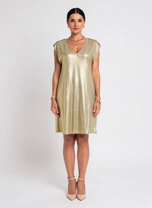 Robe courte manches courtes manches courtes or CREAM femme