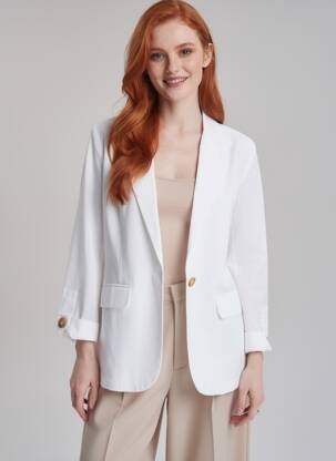 Blazer poches blanc JOLIFLY & JUSTINE Y femme