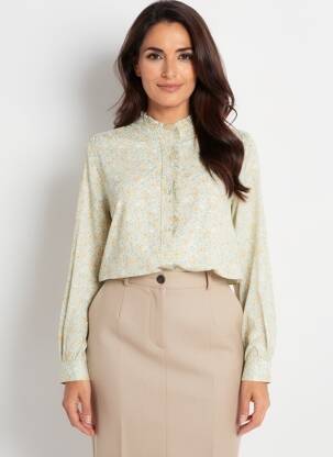 Chemisier imprimé fleurs manches longues vert SEASON femme