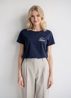 T-shirt sérigraphie manches courtes bleu B&C femme