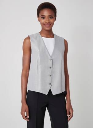 Gilet sans manche coupe droite gris MINA ROSA femme