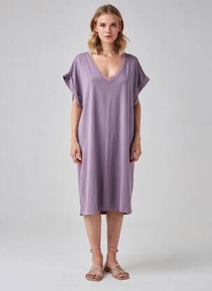 Robe mi-longue manches courtes manches courtes violet IZZY femme