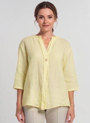 Tunique manches longues tissage crêpe jaune IZZY femme
