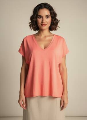 T-shirt coupe droite manches courtes orange IZZY femme