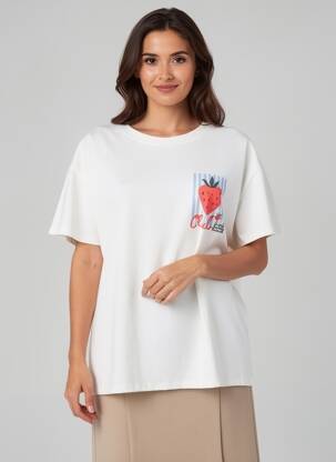 T-shirt imprimé fantaisie manches courtes blanc IZZY femme
