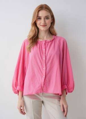 Chemisier tissage popeline manches 3/4 rose GIGI femme