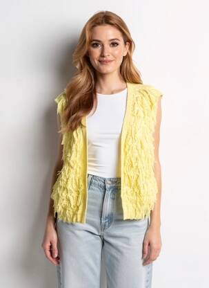 Gilet sans manche col v jaune IZZY femme