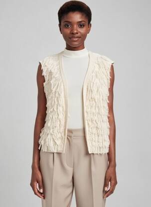 Gilet sans manche col v beige IZZY femme