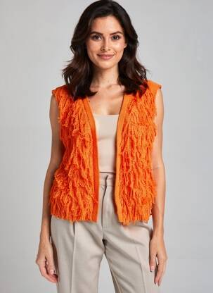 Gilet sans manche col v orange IZZY femme