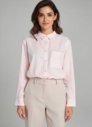 Chemisier coupe droite manches longues rose ELLE EST OU LA MER femme
