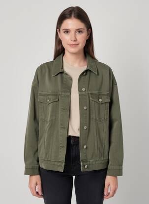 Veste casual poignets boutonnés avec fente vert KILKY femme