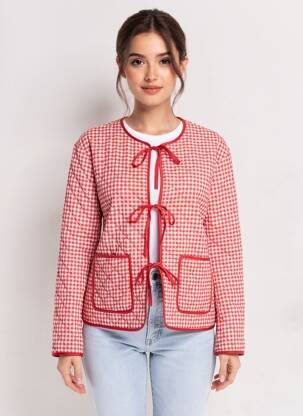 Veste casual col rond rouge PIECES femme