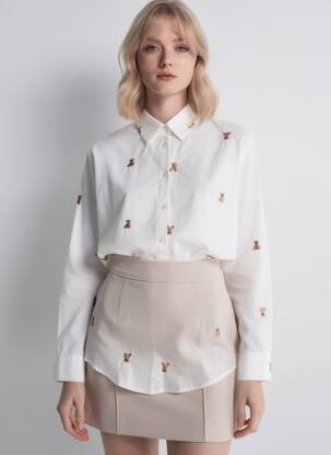 Chemisier coupe droite manches longues blanc KILKY femme