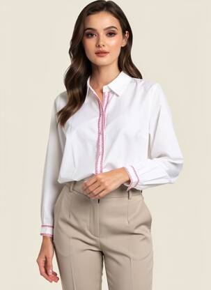 Chemisier coupe droite manches longues blanc PIECES femme