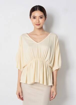 Top stretch manches courtes jaune JUBYLEE femme