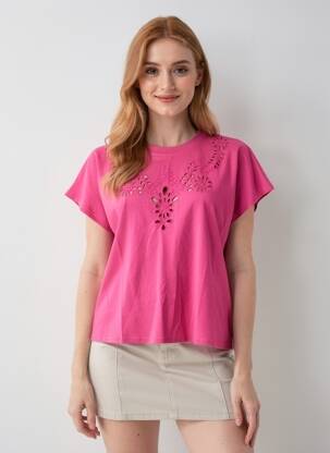 Top manches courtes manches courtes rose JUBYLEE femme