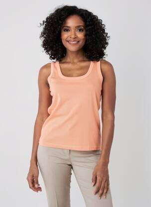 Débardeur tissage côtelé sans manche orange IZZY femme