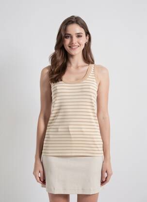 Débardeur tissage côtelé sans manche beige IZZY femme