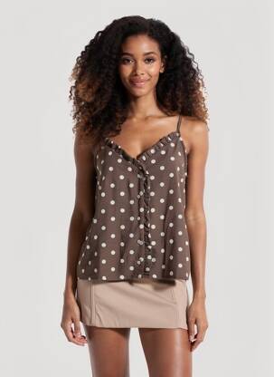 Top manches bretelles ajustables sans manche marron JUBYLEE femme