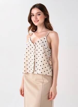 Top manches bretelles ajustables sans manche beige JUBYLEE femme