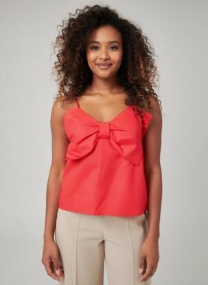 Top col v fines bretelles rouge KILKY femme