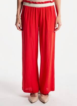 Pantalon droit stretch taille normale rouge KILKY femme