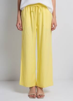 Pantalon droit stretch taille normale jaune KILKY femme