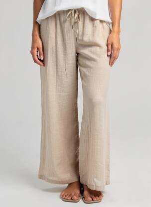 Pantalon droit stretch taille normale beige NEW COLLECTION femme