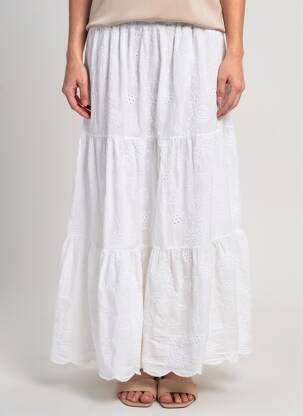 Jupe mi-longue taille normale blanc ANDROMEDE femme