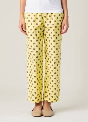 Pantalon droit stretch taille normale jaune FARFALLA femme