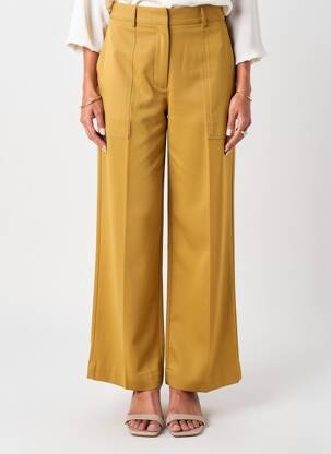 Pantalon large tissage crêpe taille haute jaune FORTE-FORTE femme