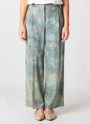 Pantalon droit tissage crêpe taille haute bleu ROSEANNA femme